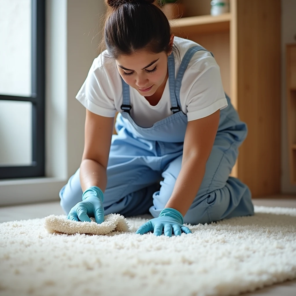 Proceso de limpieza de alfombra y tapicería